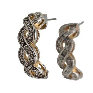 Silver & Gold-Tone Twisted Hoop Earrings